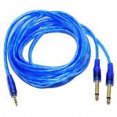 Cablu jack 3,5mm stereo tata 2x6,3mm mono tata siliconat, 3 metri , MD90187
