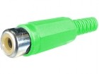 Mufa RCA mama pe cablu, plastic,  verde